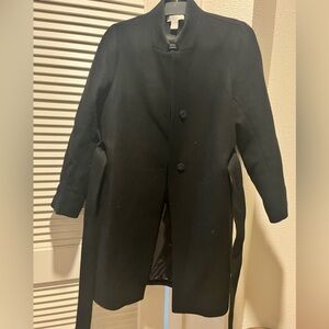 H & M Classic Wool Black Overcoat